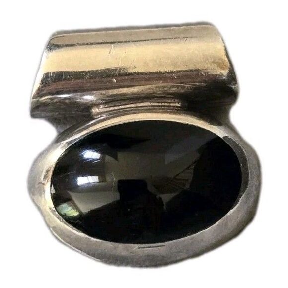 Vintage 925 Maxico Large Oval Black Onyx Pendent (8.5 grams) - Picture 6 of 8